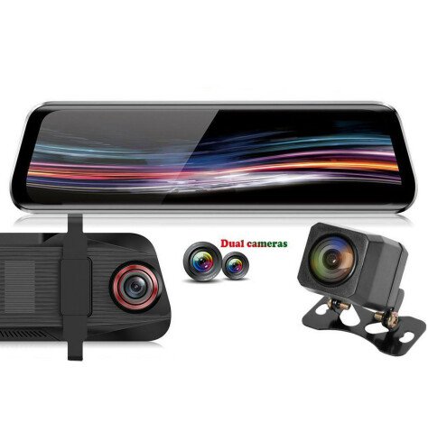 Camera Auto Dubla Oglinda iUni Dash T11+, Touchscreen, Display 9.66 inch, Full HD, Night Vision, WDR